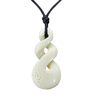 New Zealand Maori Tribal Style Hand Carved Bone 'PIKORUA' ( Twists) ETERNITY Necklace-9 styles